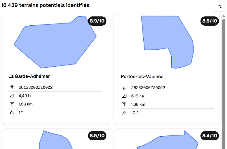 Recherche ultra-rapide sur 100 millions de parcelles